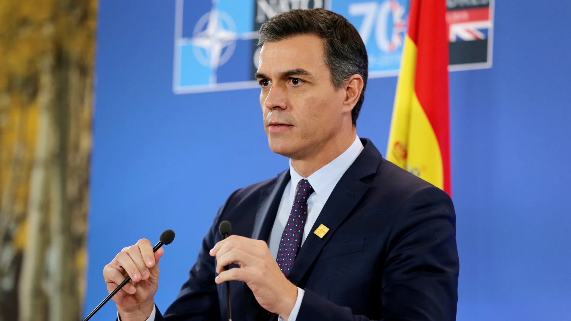 Rueda de prensa del residente del Gobierno de España en funciones, Pedro Sánchez en la OTAN