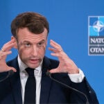 El presidente francés, Emmanuel Macron, durante la conferencia de prensa tras la cumbre de la OTAN en París