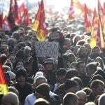 Manfestantes en Rennes contra la reforma de la pensiones de Macron