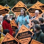 La líder de los liberaldemócratas en un acto de campaña en Reino Unido