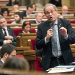 Quim Torra, durante la última sesión de control al Gobierno catalán en el Parlament