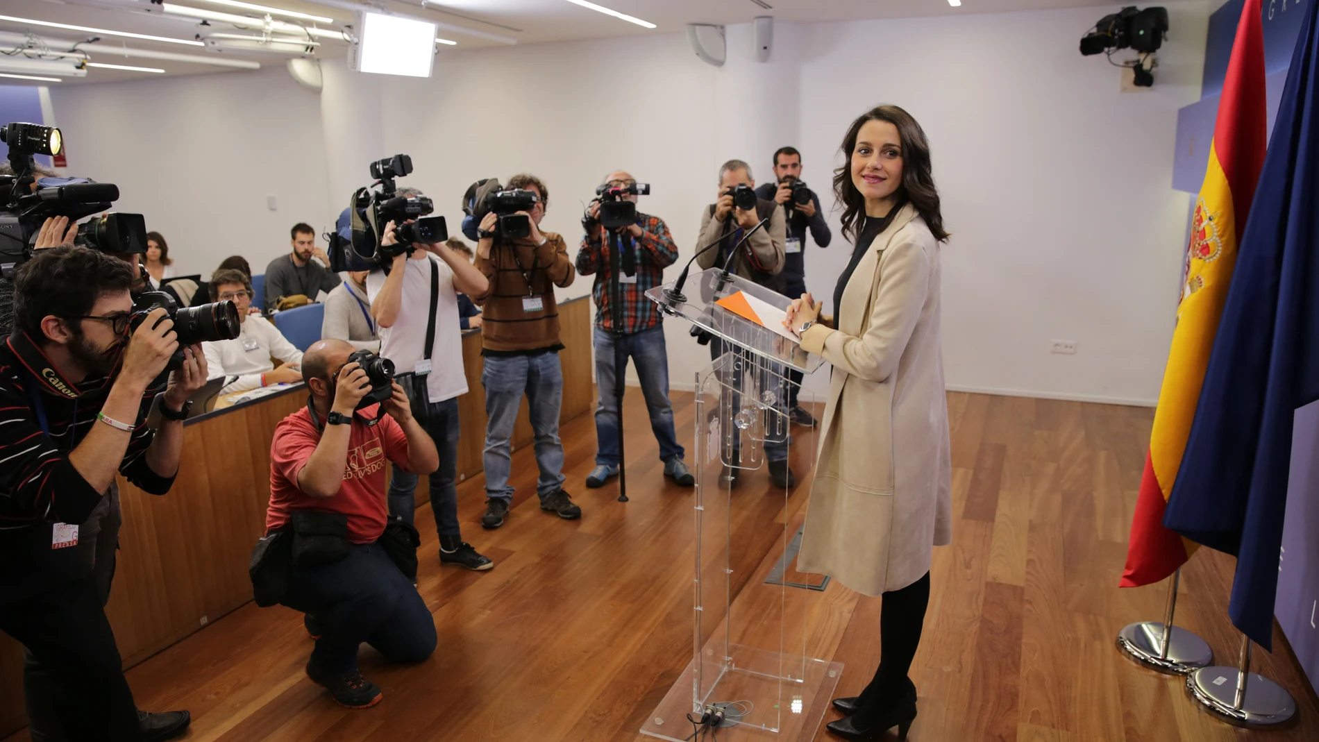 16/12/19. Madrid. Congreso de los Diputados. Ines Arrimadas de Ciudadanos, tras la reunión mantenida con Pedro SANCHEZ, presidente en funciones, del PSOE.@ Cipriano Pastrano
