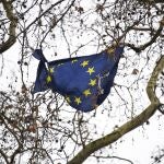 Una bandera europea colgada en los alrededores del parlamento británico