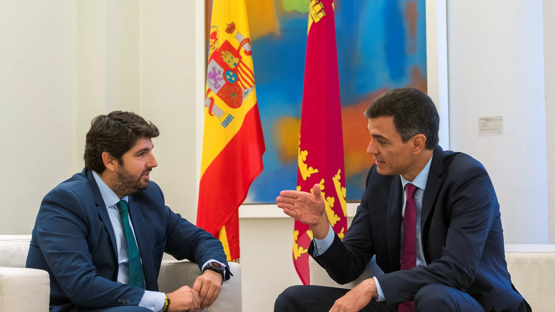 Fernando López Miras y Pedro Sánchez, en una reunión que mantuvieron ambos dirigentes en el Palacio de la Moncloa en septiembre de 2018