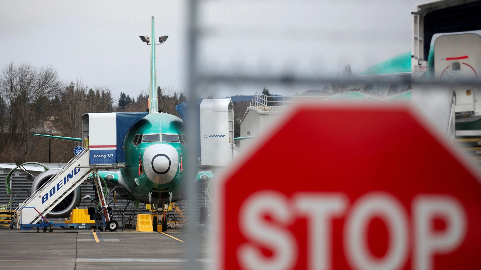 A Boeing 737 Max aircraft at Boeing's 737 Max production facility in Renton