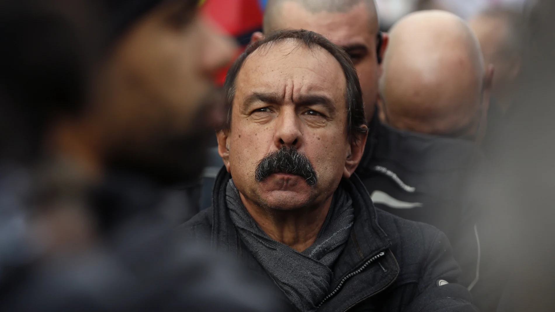 Philippe Martinez, líder de la CGT, durante una manifestación en París