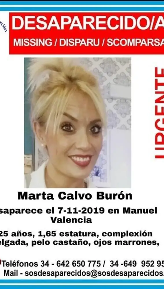 Cartel de desaparecida de Marta Calvo