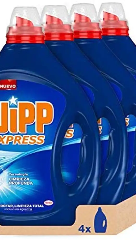 Oferta de Wipp Express Detergente Líquido Azul - Pack de 4, Total: 120 Lavados