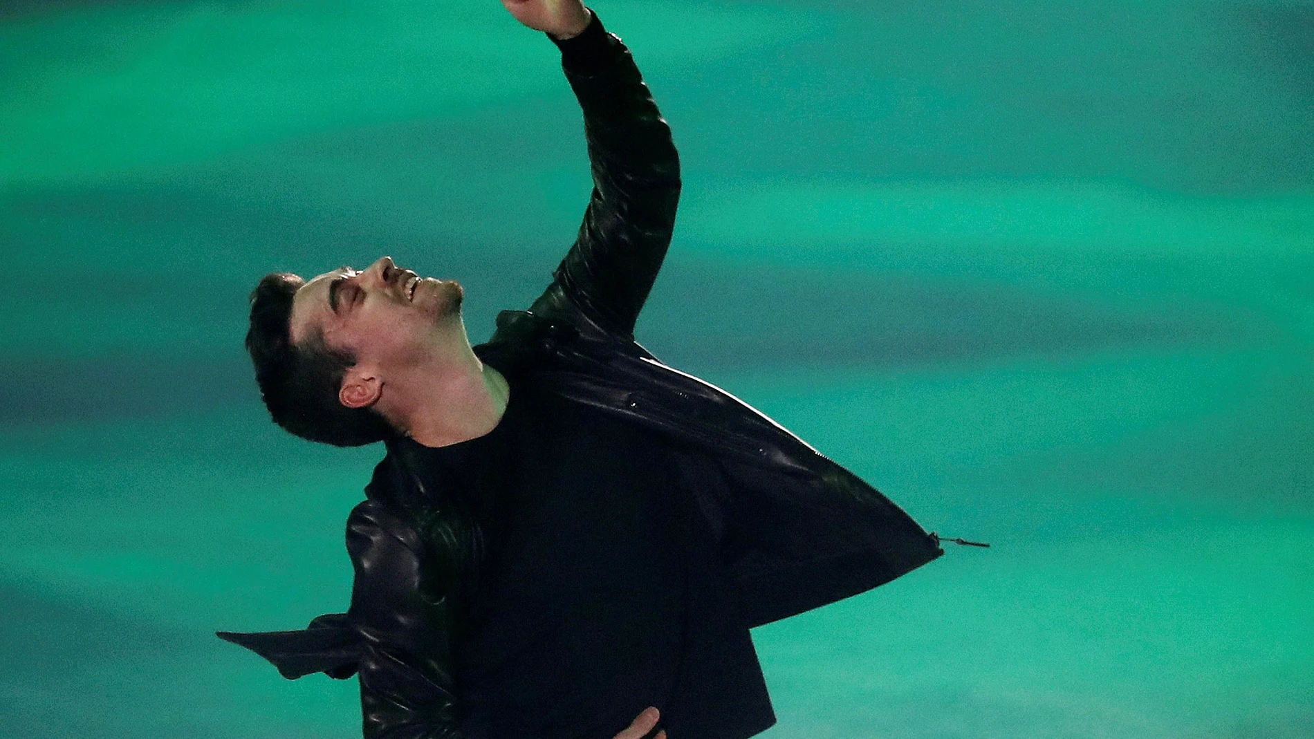 El patinador Javier Fernández durante el ensayo general del espectáculo "Revolution on Ice" en el Palacio Vistalegre de Madrid.