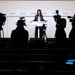 Marta Vilalta atiende a los medios de comunicación tras la reunión de la ejecutiva ampliada de la formación polític