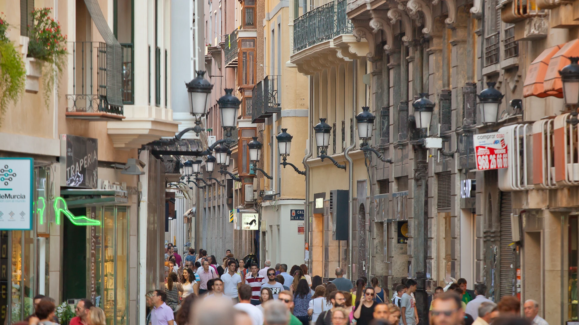 Imagen de una calle del centro de la ciudad de Murcia