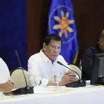 Imagen del presidente filipino Rodrigo Duterte durante una conferencia en el palacio presidencial en Manila