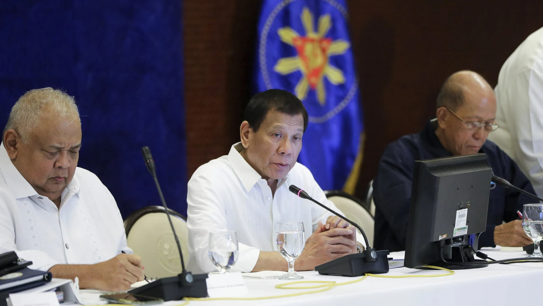 Imagen del presidente filipino Rodrigo Duterte durante una conferencia en el palacio presidencial en Manila