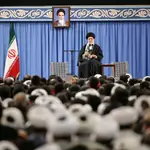 El líder supremo, Ali Jamenei, en su discurso a la nación desde la ciudad de Qom