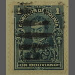 Un sello con el retrato de Bolívar