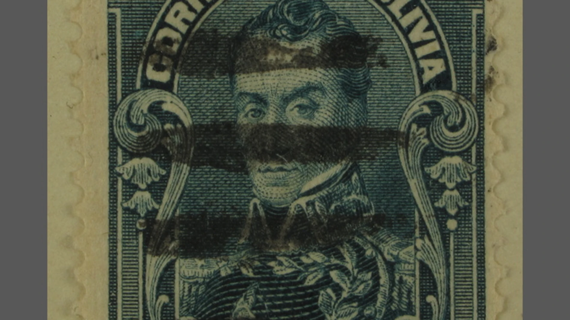 Un sello con el retrato de Bolívar