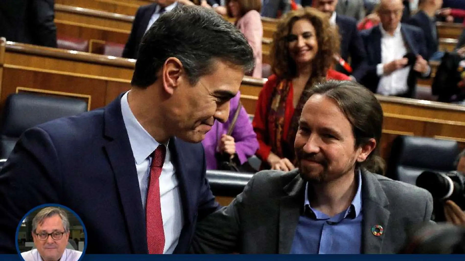 Pedro Sánchez y Pablo Iglesias, el pasado martes en el Congreso