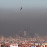 Capa de contaminación sobre la ciudad de Madrid vista desde Getafe