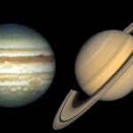Imagen en la que aparecen Júpiter y Saturno
