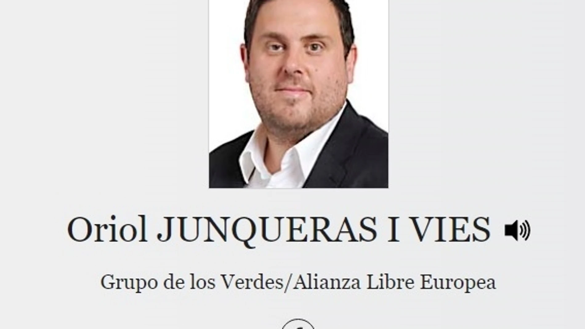 Perfil del exvicepresident y líder de ERC, Oriol Junqueras, en la web del Parlamento EuropeoPARLAMENTO EUROPEO07/01/2020
