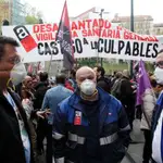 Concentracion de trabajadores de Metro de Madrid por el primer juicio por el amianto en marzo pasado.