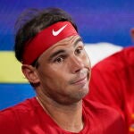 Nadal, en un parón del partido ante Djokovic