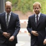 FILE - In this Tuesday, Sept. 5, 2017 file photo, Britain's Prince William, the Duke of Cambridge, left, and Prince Harry arrive to visit the Support4Grenfell Community Hub in London. Britain's Queen Elizabeth II is set to hold face-to-face talks Monday, Jan. 13, 2020 with Prince Harry for the first time since he and his wife, Meghan, unveiled their controversial plan to walk away from royal roles â€” at a dramatic family summit meant to chart a future course for the couple. The meeting at the monarch's private Sandringham estate in eastern England will also include Harry's father Prince Charles and his brother Prince William. (Toby Melville/ Pool via AP, File)