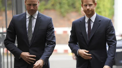 FILE - In this Tuesday, Sept. 5, 2017 file photo, Britain's Prince William, the Duke of Cambridge, left, and Prince Harry arrive to visit the Support4Grenfell Community Hub in London. Britain's Queen Elizabeth II is set to hold face-to-face talks Monday, Jan. 13, 2020 with Prince Harry for the first time since he and his wife, Meghan, unveiled their controversial plan to walk away from royal roles — at a dramatic family summit meant to chart a future course for the couple. The meeting at the monarch's private Sandringham estate in eastern England will also include Harry's father Prince Charles and his brother Prince William. (Toby Melville/ Pool via AP, File)
