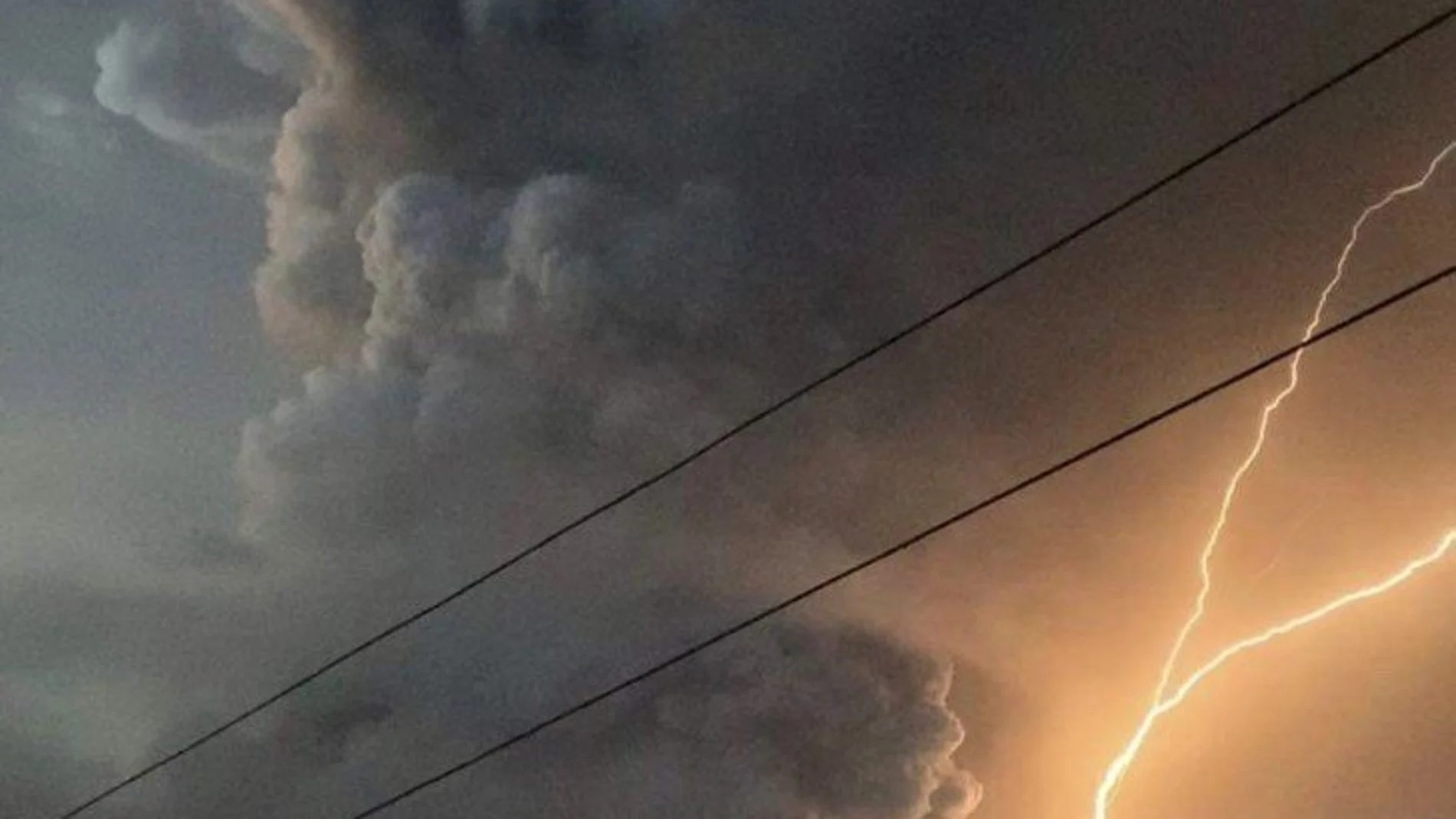 Lightning strike in the midst of Taal volcano explosion is seen in Lipa City