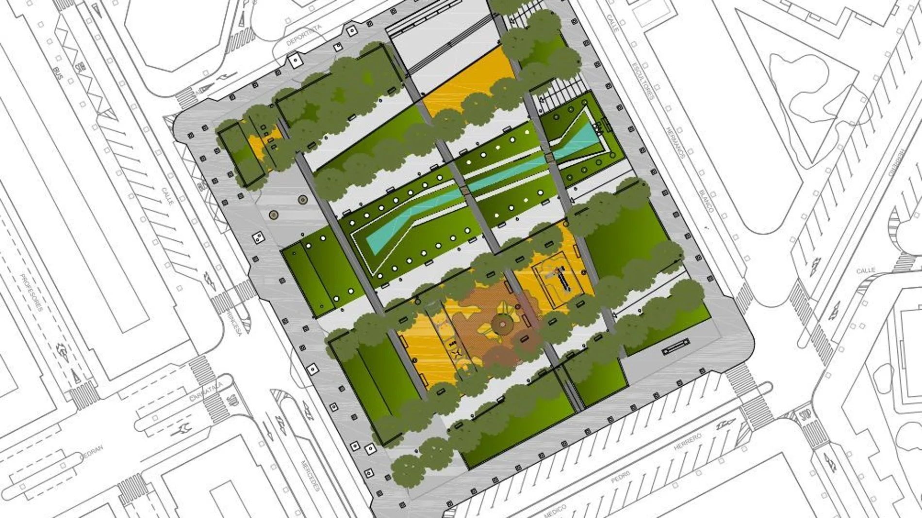 Proyecto de ajardinamiento de la plaza de la Ciudad de la Justicia, en Alicante