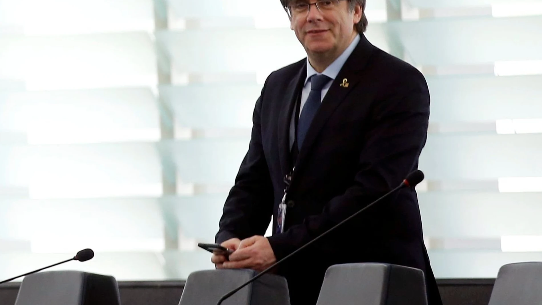 Former member of the Catalan government Carles Puigdemont is seen at the European Parliament in Strasbourg