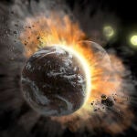 Impresión artística de una colisión entre planetas.
