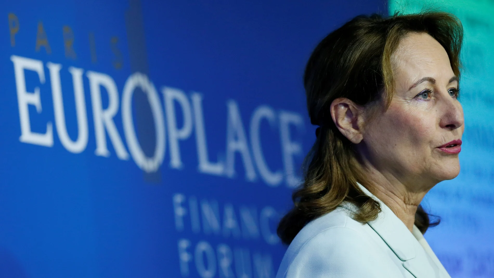 FILE PHOTO: Former French Ecology Minister Segolene Royal delivers a speech during the Paris Europlace International Financial Forum in Paris