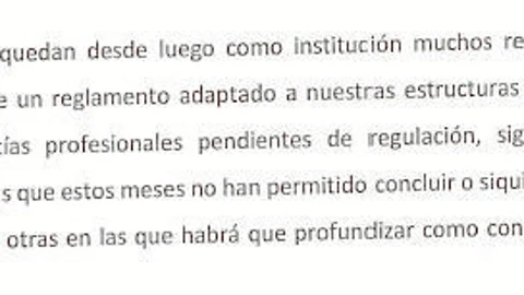 Extracto de la carta en la que Segarra reclama la independencia del Ministerio Fiscal