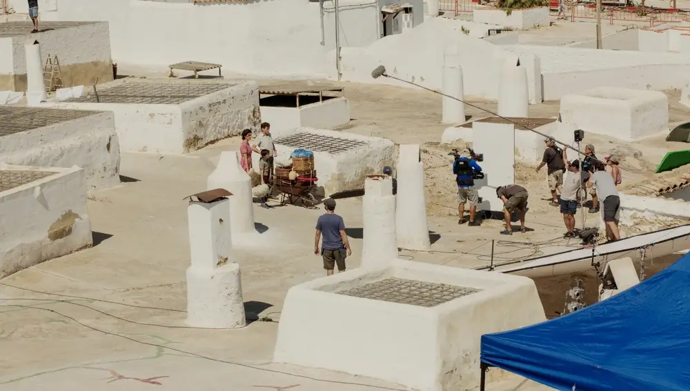 Cuevas de Paterna durante el rodaje de la película.
