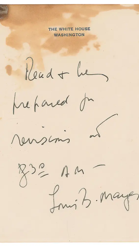 Carta manuscrita de Kennedy que conserva hasta una mancha de café