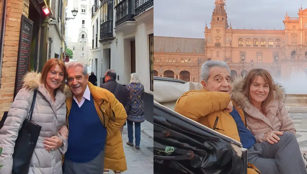 Andrés Pajares y Juani, en Sevilla tras convertirse en marido y mujer