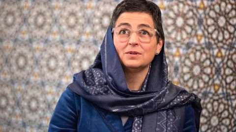 Arancha Gonzalez Laya, ministra de Exteriores española, durante su visita hoy a Marruecos.