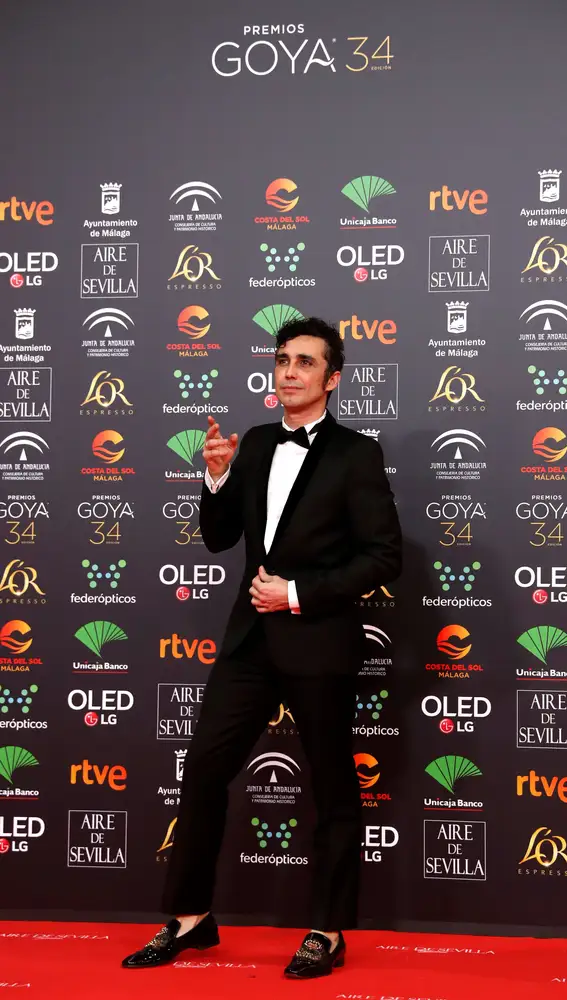 El actor Canco Rodriguez a su llegada a la entrega de los Premios Goya 2020 que se celebra esta noche en el Palacio de los Deportes José María Martín Carpena de Málaga.