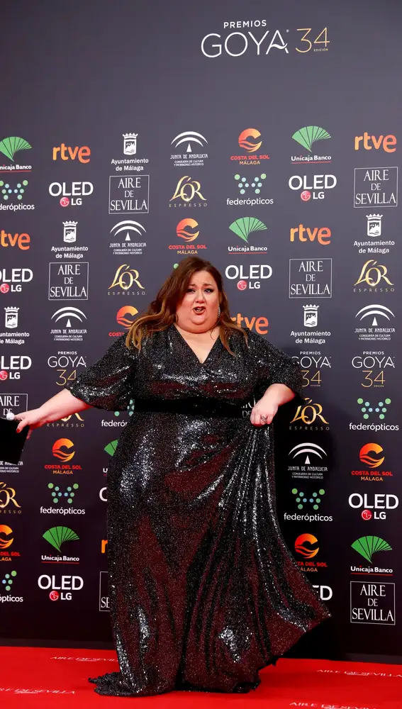 La actriz Itziar Castro, a su llegada a la entrega de los Premios Goya 2020 que se celebra esta noche en el Palacio de los Deportes José María Martín Carpena de Málaga.