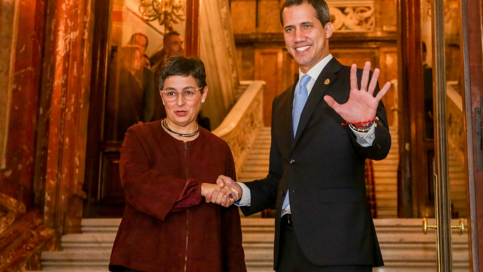 Reunión de la ministra de Asuntos Exteriores, UE y Cooperación, Arancha González Laya, con el presidente encargado de Venezuela, Juan Guaidó