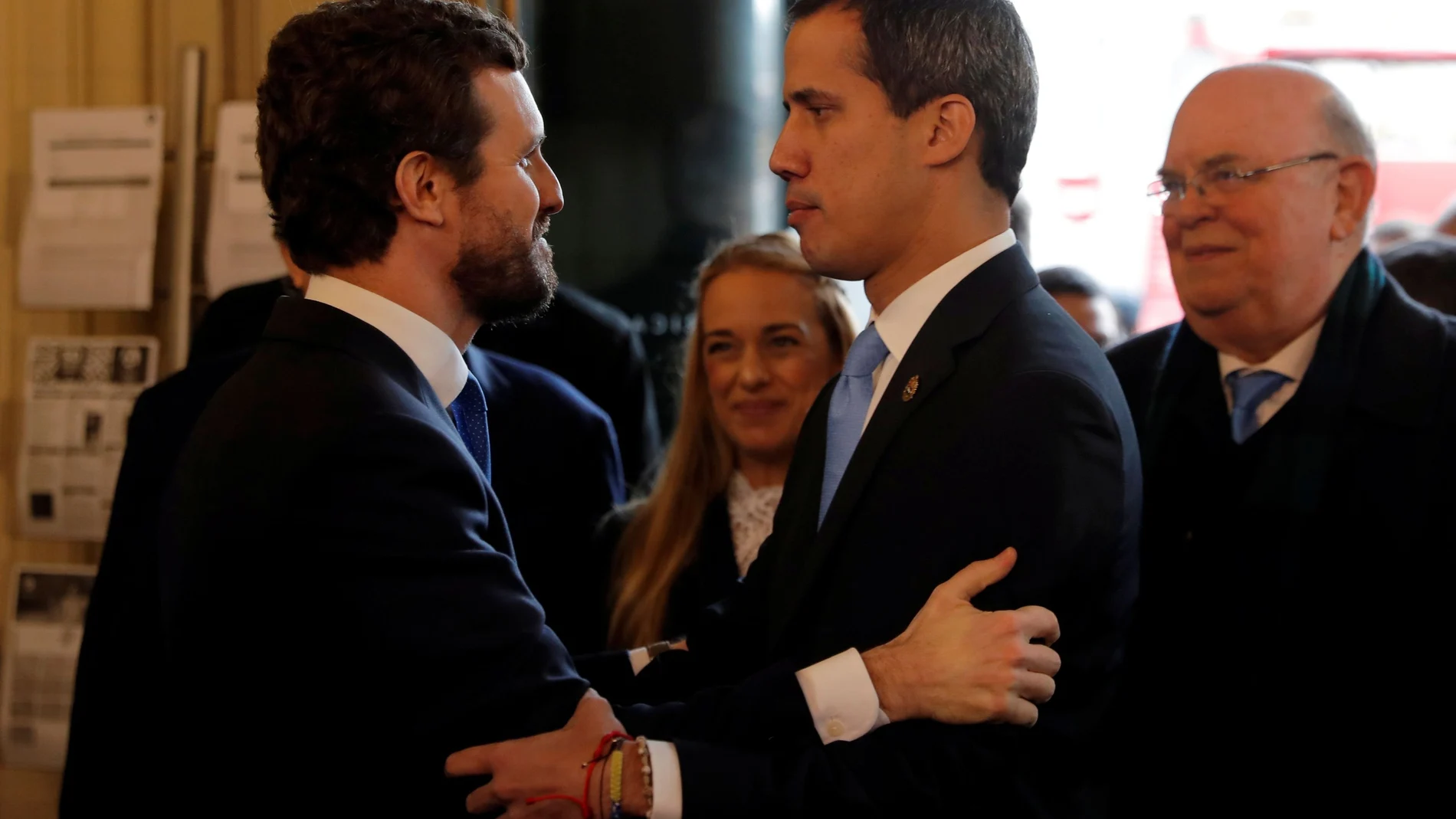 Pablo Casado el pasado 25 de enero cuando se reunió con Juan Guaidó en la Casa de América de Madrid