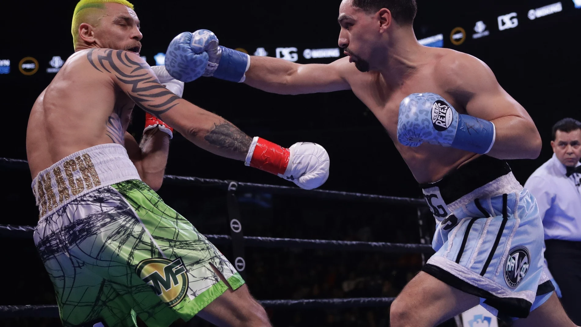 Danny Garcia punches Ukraine's Ivan Redkach during the second round of a welterweight boxing match Saturday, Jan. 25, 2020, in New York. Garcia won the fight. (AP Photo/Frank Franklin II)