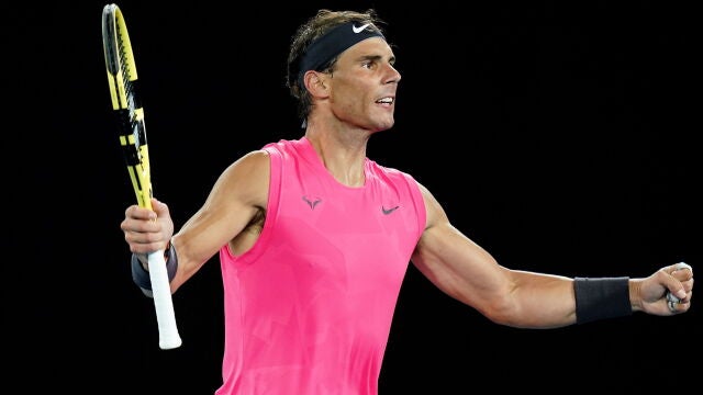 Nadal celebra su victoria en cuarta ronda ante Kyrgios