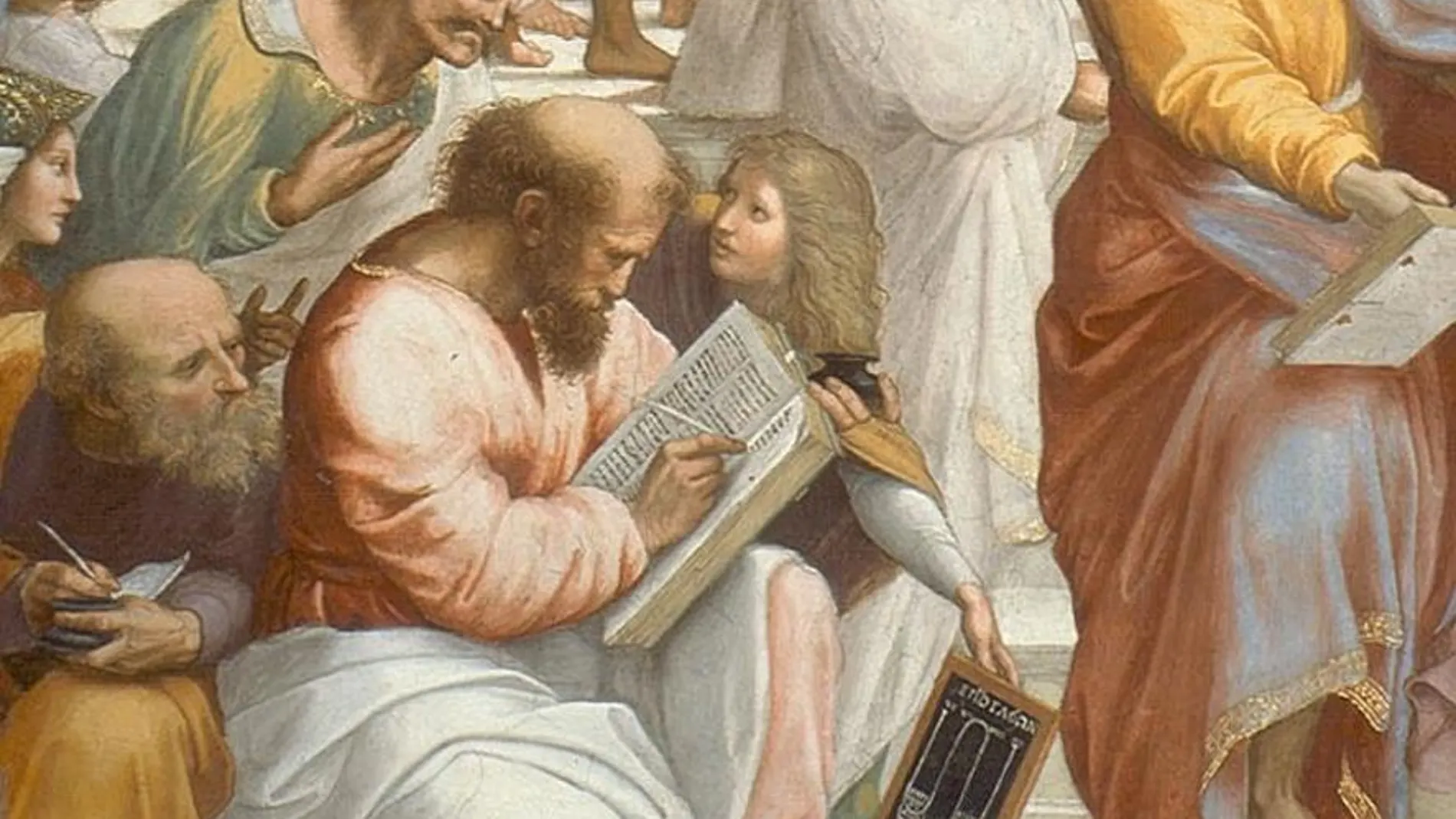Pitágoras tomando notas. Recorte del fresco “La escuela de Atenas” de Rafael (1511)