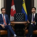 Justin Trudeau, durante su reunión con Guaidó