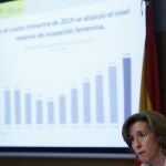 La secretaria de Estado de Economía, Ana de la Cueva, presentó ayer los datos de la EPA en Madrid