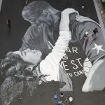 Un mural de Kobe Bryant con su hija