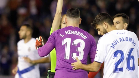 Iago Herrerín, expulsado en el partido de Copa contra el Tenerife
