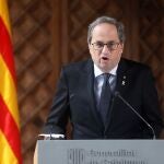 Torra, el pasado 29 de enero, cuando anunció el adelanto electoral en Cataluña